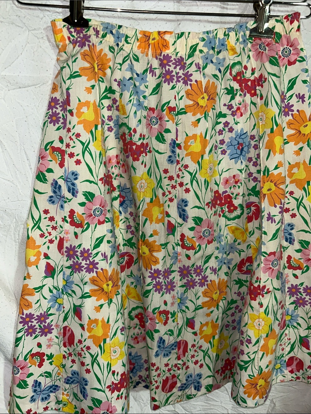 HUnter Vintage  White Floral A-Line Skirt with Multicolor Print size 6 - Picture 8 of 12